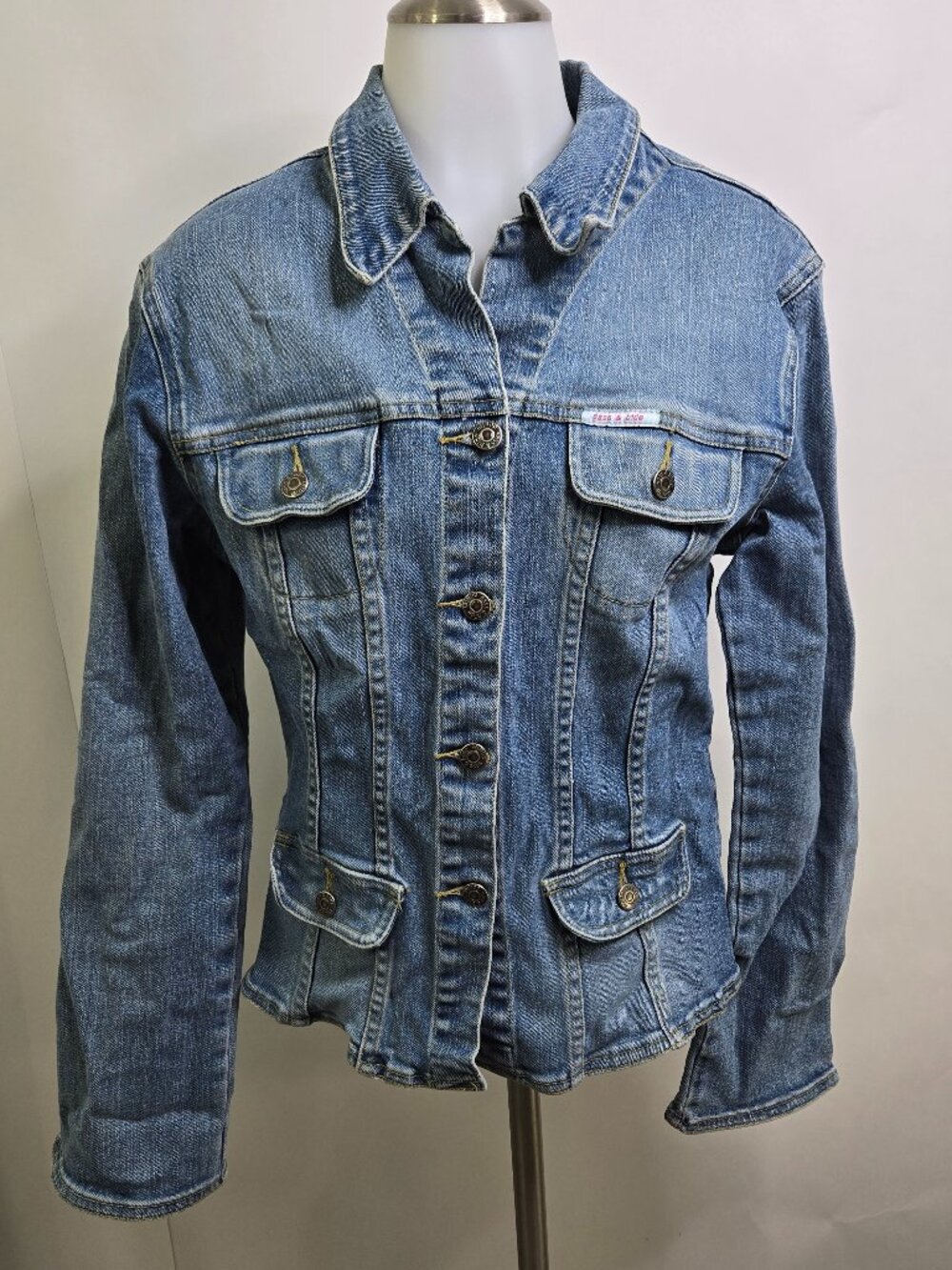 vintage Sass & Bide denim jacket 8 44 Light Wash Button Jean Coat Fitted